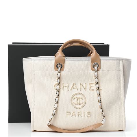 chanel pearl logo deauville bag|Chanel canvas large deauville tote.